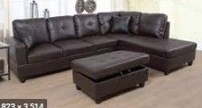 Photo 1 of (INCOMPLETE; NOT FUNCTIONAL; BOX 3OF3-Left Sofa; REQUIRES BOX1,2 FOR COMPLETION) Sectional 3 PC Brown Faux Leather Right -Facing Chaise Storage Ottoman
