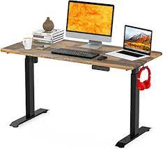 Photo 1 of (DAMAGED/BROKEN OFF TABLE CORNERS) 55” x 24” Electric Standing Desk - MPETAPT Adjustable Height Electric Computer Stand Up Desk, Full Sit Stand for Home and Office Table (55’‘, Wood)

