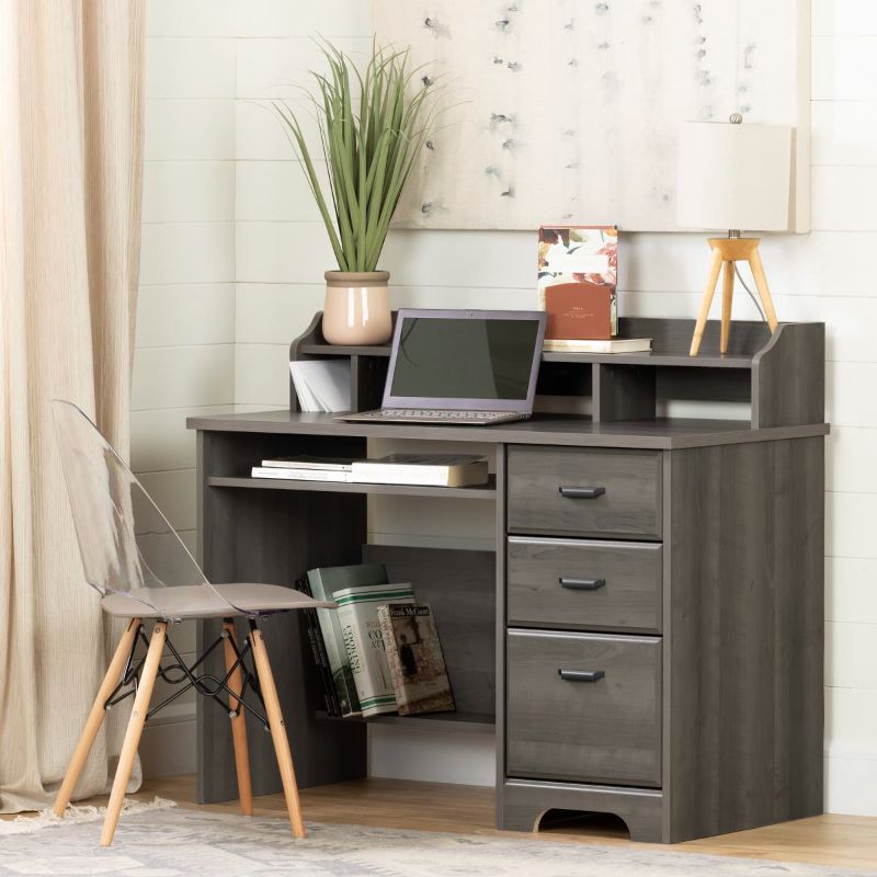 Photo 1 of South Shore Versa Computer Desk with Hutch, Gray
