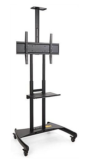 Photo 1 of (PARTS ONLY; SCRATCHED) Black Metal TV Stand Wheeled