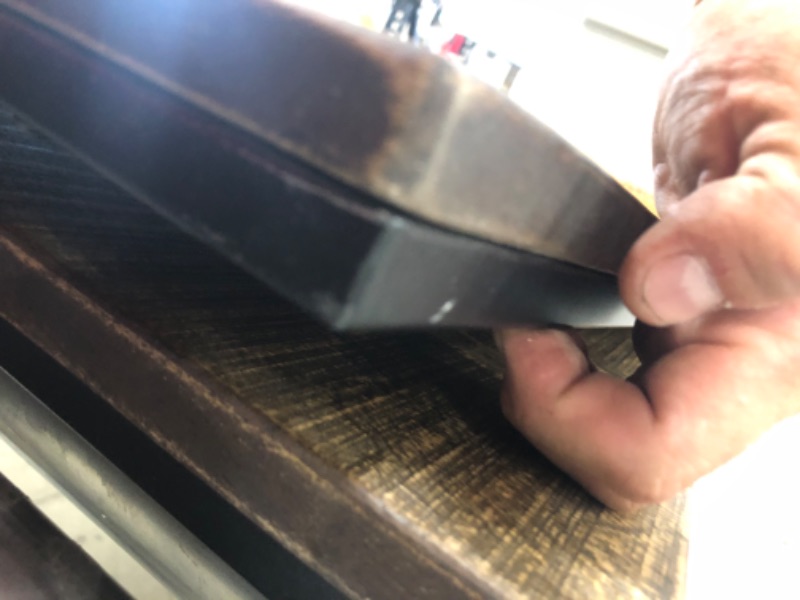 Photo 1 of (BENT/SCRATCHED METAL; DAMAGED TABLE CORNER; MISSING HARDWARE) Signature Design by Ashley Lamoney Rustic Console Sofa Table, Brown & Industrial Black
