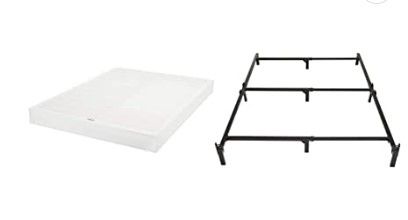 Photo 1 of Amazon Basics Mattress Foundation, Smart Box Spring, Tool-Free Easy Assembly - 7-Inch,Queen & Metal Bed Frame, 9-Leg Base for Box Spring and Mattress - Queen, 79.5 x 60-Inches, Tool-Free Easy Assembly
