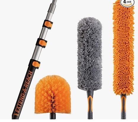 Photo 1 of 36 Foot High Reach Duster Kit with 7-30 ft Extension Pole // High Ceiling Duster Cleaning Kit with Telescopic Pole // Cobweb Duster // Feather Duster and Ceiling Fan Duster // The Ultimate Dusting Kit
