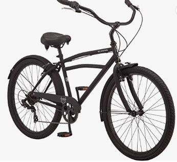 Photo 1 of Schwinn Huron Adult Beach Cruiser Bike, Featuring 17-Inch/Medium Steel Step-Over Frames, 7-Speed Drivetrains, Black
