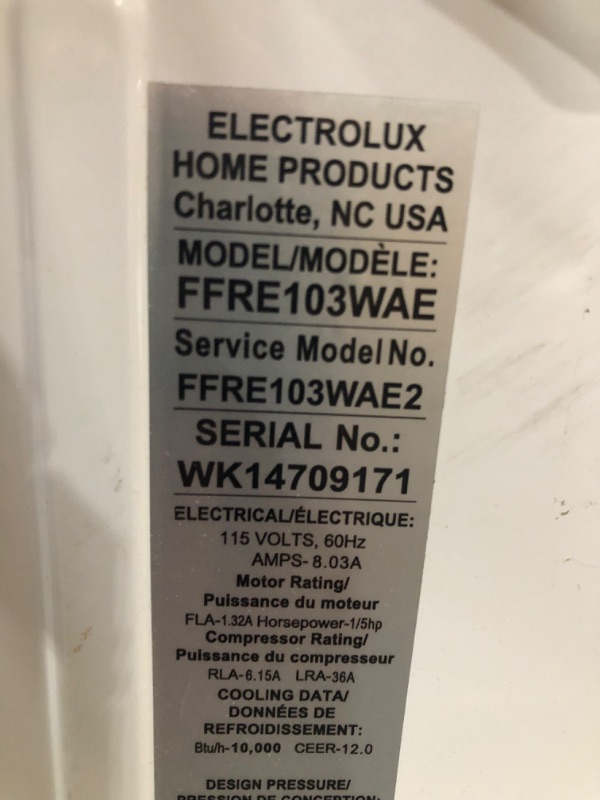 Photo 2 of POWERS ON**
Frigidaire 10,000 BTU 115V Window-Mounted Compact Air Conditioner with Remote Control, White
