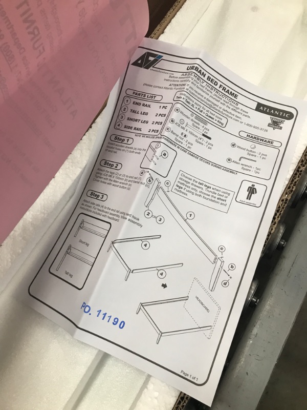 Photo 2 of incomplete box 2 of 2 ** Atlantic Furniture Richmond Platform Bed with Open Foot Board, Full, White
