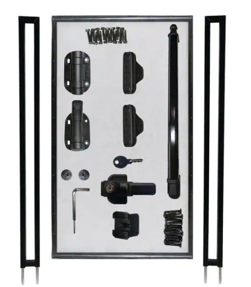 Photo 1 of 2.5 ft. W x 4 ft. H Pool Fence DIY Gate in Black with Self-Closing, Self-Latching Hardware and Flat Top