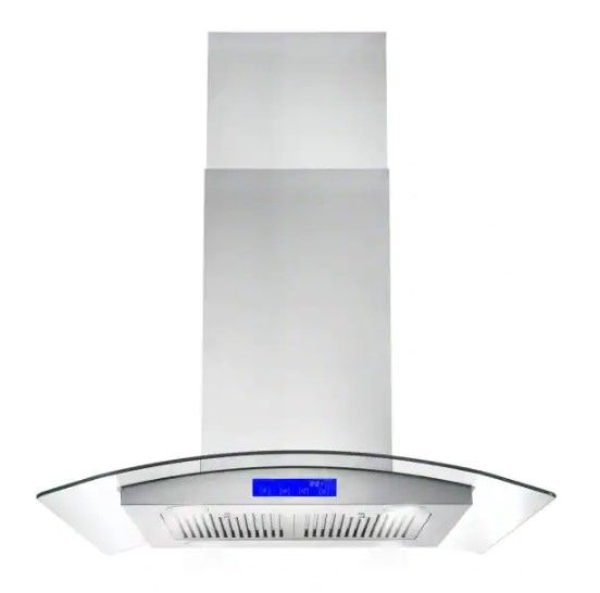 Photo 1 of 30 in. Ducted Island Range Hood in Stainless Steel with LED Lighting and Permanent Filters