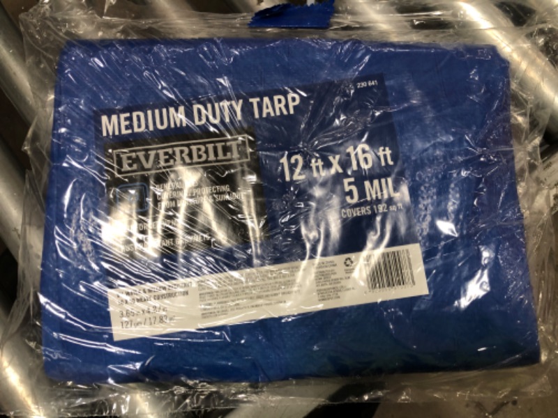 Photo 2 of 12 ft. x 16 ft. Blue Medium Duty Tarp
