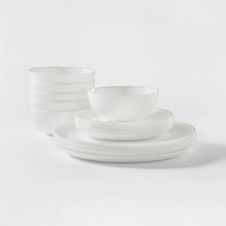 Photo 1 of *** INCOMPLETE SET***** MISSING PLATES AND BOWLS***
Glass 18pc Dinnerware Set White - Made By Design™ 

