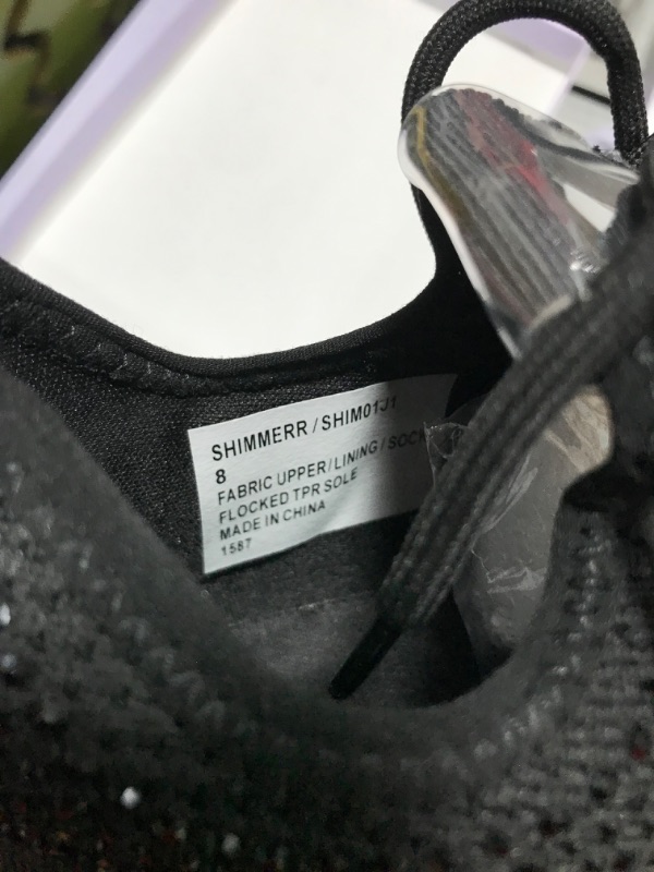 Photo 4 of Shimmer Lace-Up Fly Knit Sneaker SIZE 8 BLACK 