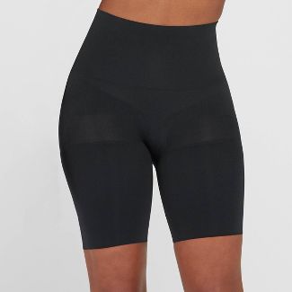 Photo 2 of ASSETS by SPANX Women's Remarkable Results Mid-Thigh Shaper SIZE L AND  Women's High-Waist Cotton Blend Seamless 7" Inseam Bike Shorts - A New Day™
 SIZE L/XL( SOME STICKY STUFF ON SHORTS)