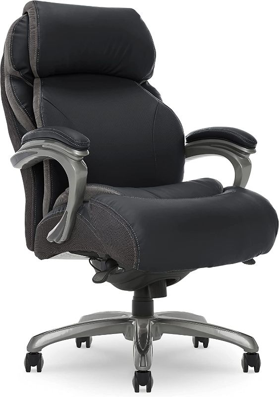 Photo 1 of Serta Big and Tall Executive Office Chair with AIR Technology and Smart Layers Premium Elite Foam, Supports up to 350 Pounds, Bonded Leather, Black
