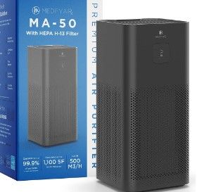 Photo 1 of Medify Air MA-50 1,100 Sq Ft Compact Air Purifier with True HEPA Filter, Black - 14.4 X 12.4 X 24.6 Inches
