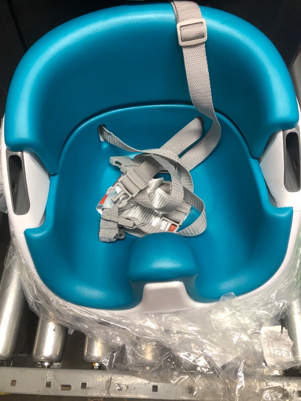 Photo 2 of Ingenuity Baby Base 2-in-1 Booster Feeding and Floor Seat with Self-Storing Tray - Peacock Blue
