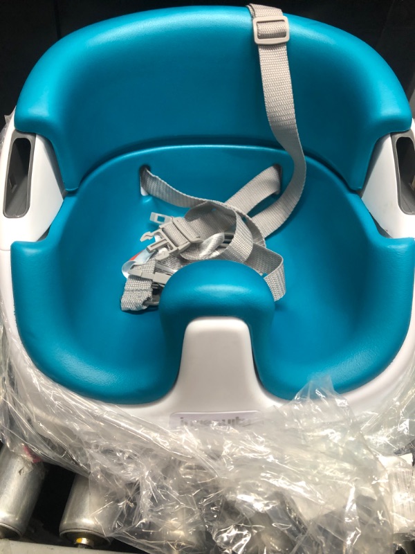 Photo 3 of Ingenuity Baby Base 2-in-1 Booster Feeding and Floor Seat with Self-Storing Tray - Peacock Blue
