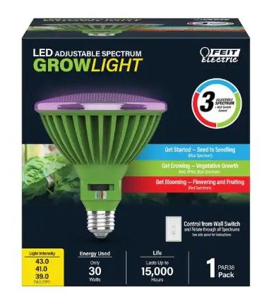 Photo 1 of 30-Watt PAR38 Selectable Spectrum for Seeding, Growing and Blooming Indoor and Greenhouse E26 Plant Grow LED Light Bulb
