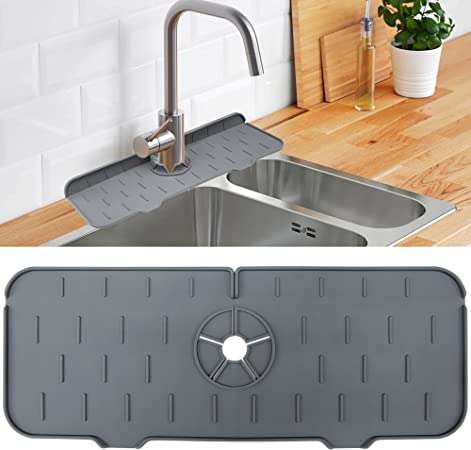 Photo 1 of 2 Sets of Silicone Sink Faucet Mat, Silicone Faucet Mat Tray for Kitchen Sink Splash Guard