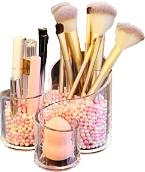 Photo 1 of 2 Sets of Makeup brush holders, makeup organizer, Jewelry and Hair Accessories, Eyebrow pencil makeup brush finishing box cosmetic desktop storage box, dressing table eyebrow pencil lip gloss finishing box