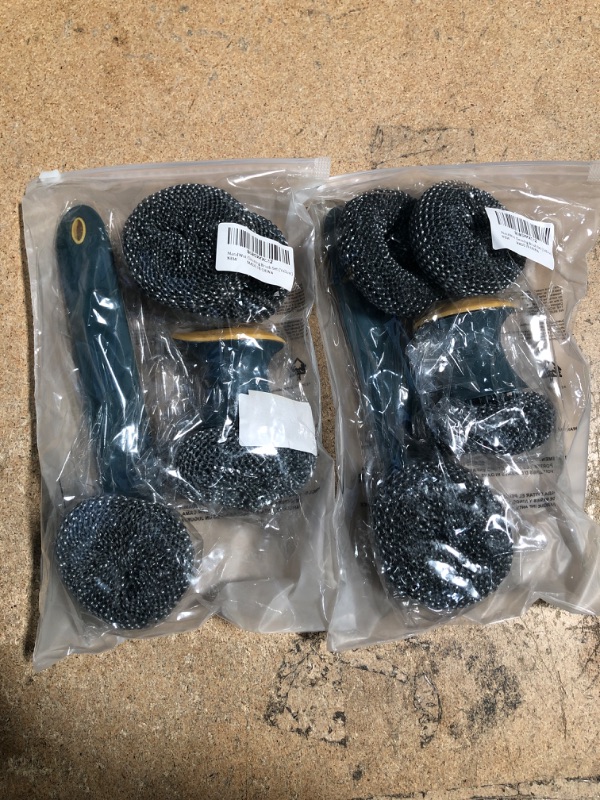 Photo 2 of 2 Packs of MandWot 4+2 Pack Dish Scrubber Kitchen Bathroom Cleaning Dish Brush Set with Long&Short Handles -Replaceable Scrubber Brushes for Pans, Pots, Bathtub & Kitchen Sink