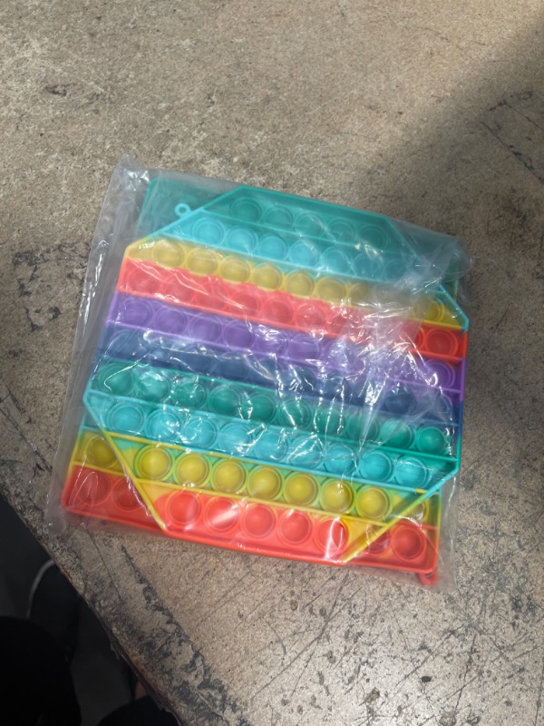 Photo 2 of 2 Packs Jumbo Toy for Kids Adult, Giant Huge Large Mega Big Press Pop Poppop Poop Popper Po it Sensory Austim Anxiety ADHD Stress Relie Game Square Octagon Tie dye Rainbow
