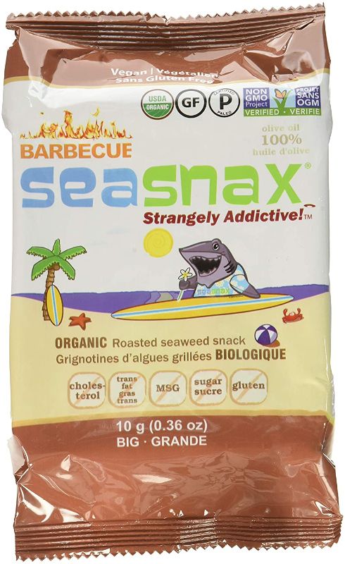 Photo 1 of (BB 07 16 22) Seasnax Seaweed Snax - Organic - BBQ - Case of 12 - .36 oz
