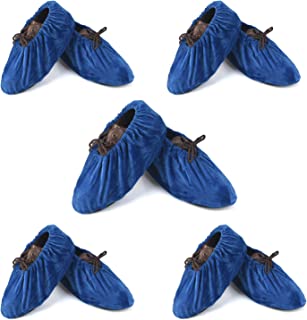 Photo 1 of  2 SMALL PlasMaller 5 Pairs Non Slip Washable Reusable Shoe Covers For Household Thickened Boot Covers, Blue,
