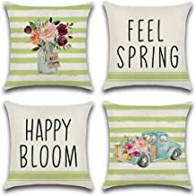 Photo 1 of 2 PACKS Ohok Outdoor Pillow Covers Spring Pillow Covers 18x18 Set of 4, Geometric Spring Flowers Throw Pillow Covers Decorative Pillow Covers for Farmhouse Home Decor Sofa Couch Chair Bed Bedroom Living Room
