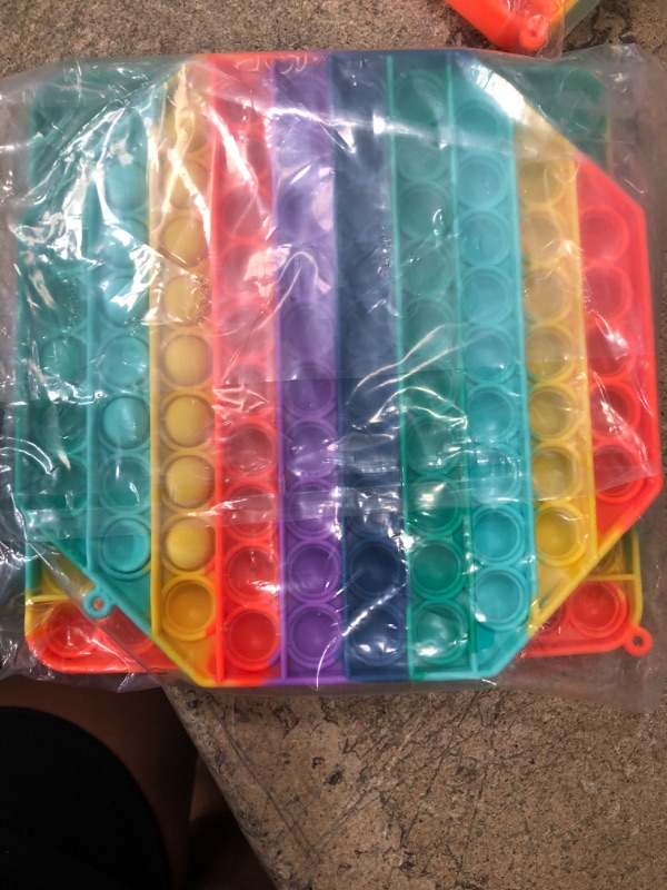 Photo 3 of 2 Packs Jumbo Toy for Kids Adult, Giant Huge Large Mega Big Press Pop Poppop Poop Popper Po it Sensory Austim Anxiety ADHD Stress Relie Game Square Octagon Tie dye Rainbow
