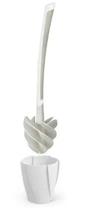 Photo 1 of Better Living LOOEEZ 14" Plastic and Silicone Handle, Toilet Brush and Holder, Hygienic Toilet Squeegee in White/Grey