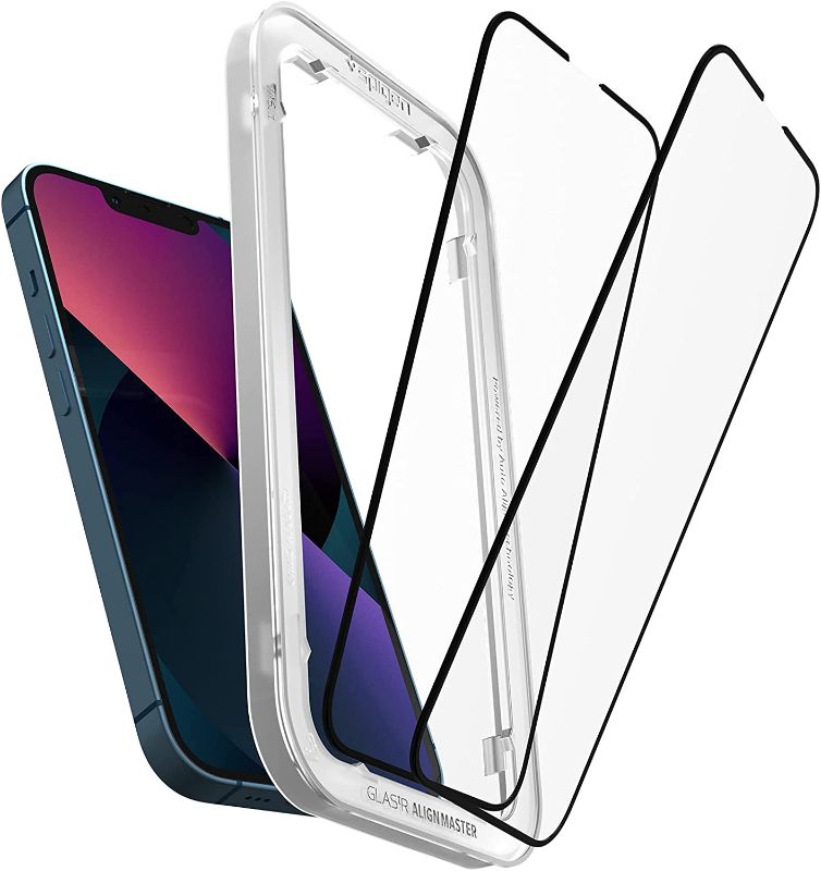 Photo 1 of Spigen Tempered Glass Screen Protector [GlasTR AlignMaster] designed for iPhone 13 (2021) / iPhone 13 Pro (2021) - Edge to Edge Protection / 2 Pack