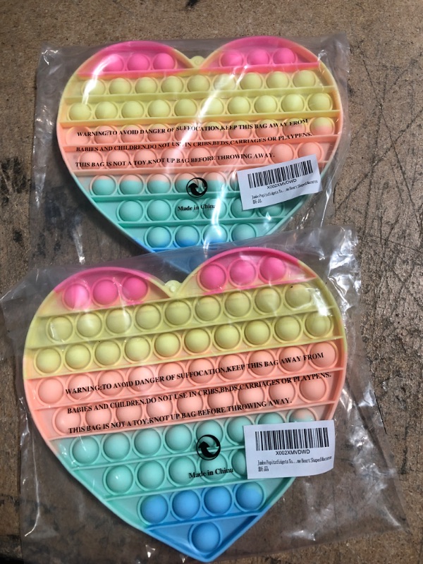 Photo 2 of 2 PACK Jumbo Toy for Kids Teens Adult, Giant Huge Large Mega Big Bubble 20cm 8 Inch Gigantic Oversized Press Pop Popper it Sensory Stress Relief Game Heart Shaped Macaron
