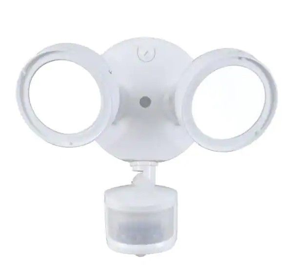 Photo 1 of 180° White Motion Activated Sensor Twin-Head Round Outdoor Integrated LED Security Flood Light
