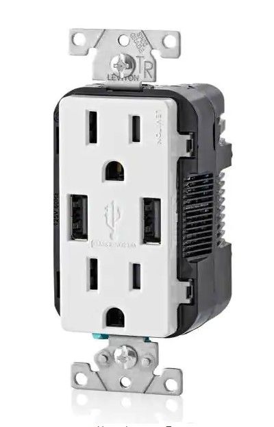 Photo 1 of 15 Amp Decora Combination Tamper Resistant Duplex Outlet and USB Charger, White only one 