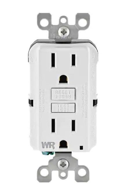 Photo 1 of 15 Amp 125-Volt Self-Test Tamper Resistant/Weather Resistant GFCI Duplex Outlet, White (3-Pack)
