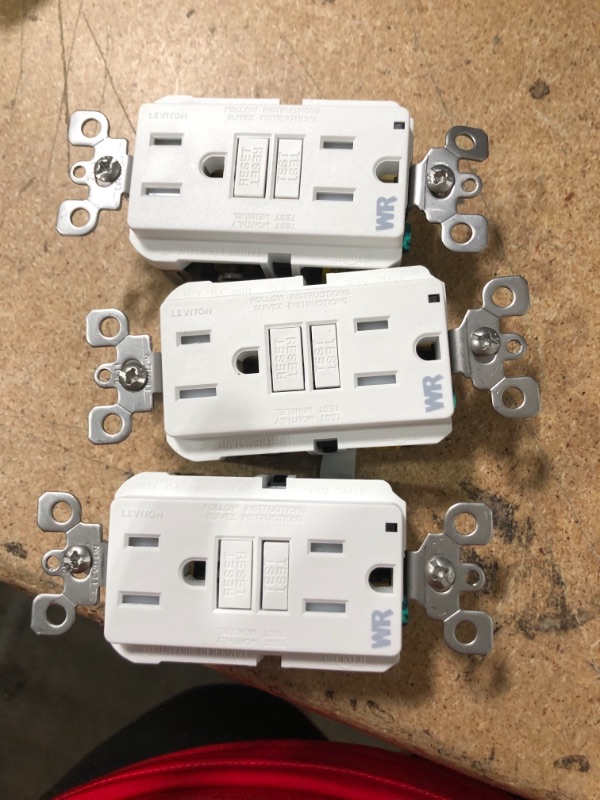 Photo 2 of 15 Amp 125-Volt Self-Test Tamper Resistant/Weather Resistant GFCI Duplex Outlet, White (3-Pack)
