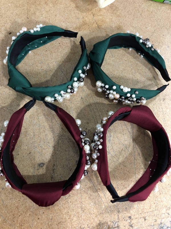 Photo 1 of 4 OF- SONSENAI Headbands for Women Girls (2 WINE, 2 GREEN)