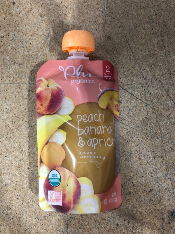 Photo 2 of **BB:08/14/2022*-
Plum Organics Baby Food Pouch | Stage 2 | Peach, Banana and Apricot | 4 Ounce | 12 Pack | Organic Food Squeeze for Babies, Kids, Toddlers
