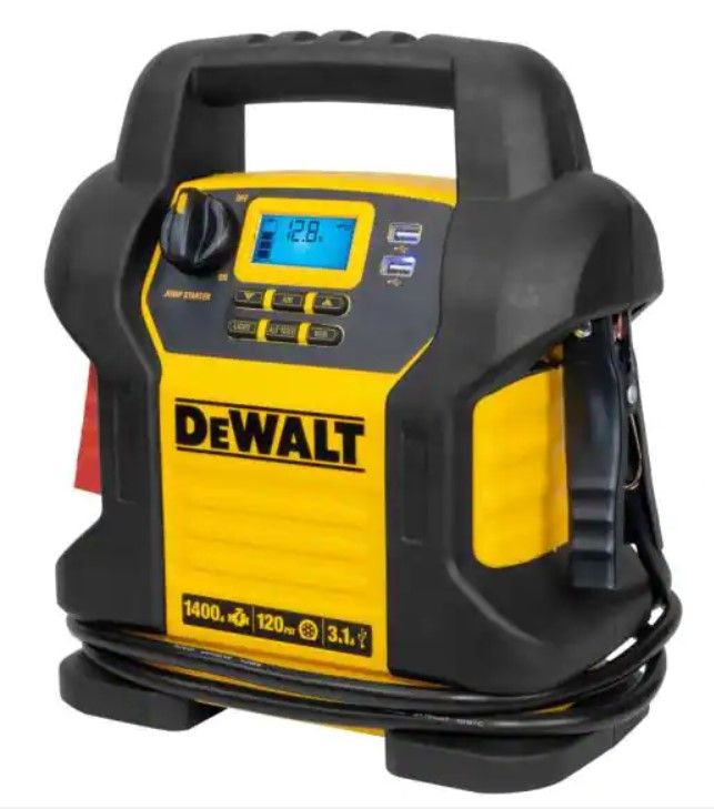 Photo 1 of **WONT HOLD CHARGE**PARTS ONLY**

DEWALT 1400 Peak Amp Portable Car Jump Starter with Digital Compressor