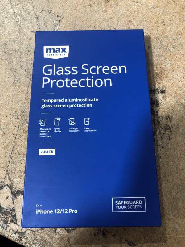 Photo 2 of max Protection HD Screen Protection - 2 Pack - Tempered Glass Screen Protector - Made for Apple iPhone 12 and iPhone 12 Pro (6.1") - Case Friendly, Clear