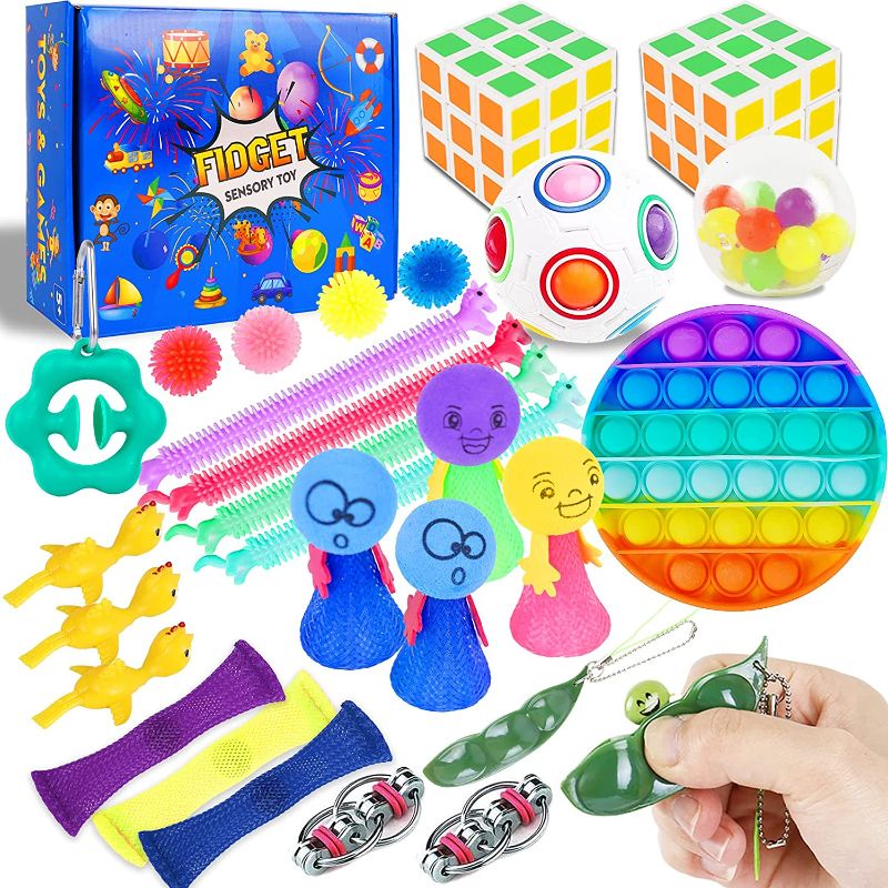 Photo 1 of ***2 pack*** Ozio 28 Pack Fidget Figetget Sensory Toy Box Figets Figit Figet Toys Packages Stress Relief Autism Anxiety ADHD Toys Sets Kit Game Gift Popits Popitz Special Need Teen Adult