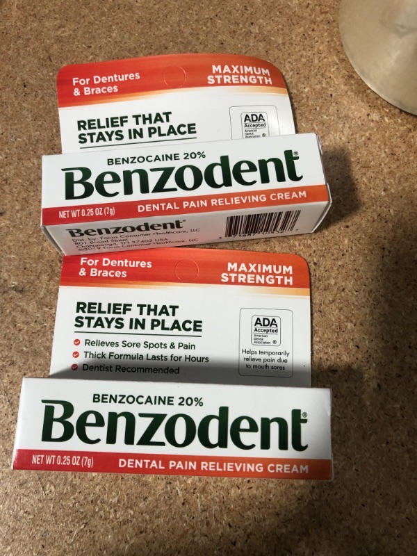 Photo 2 of 2 pack**Benzodent Dental Pain Relieving Cream 0.25 Oz by Benzodent
