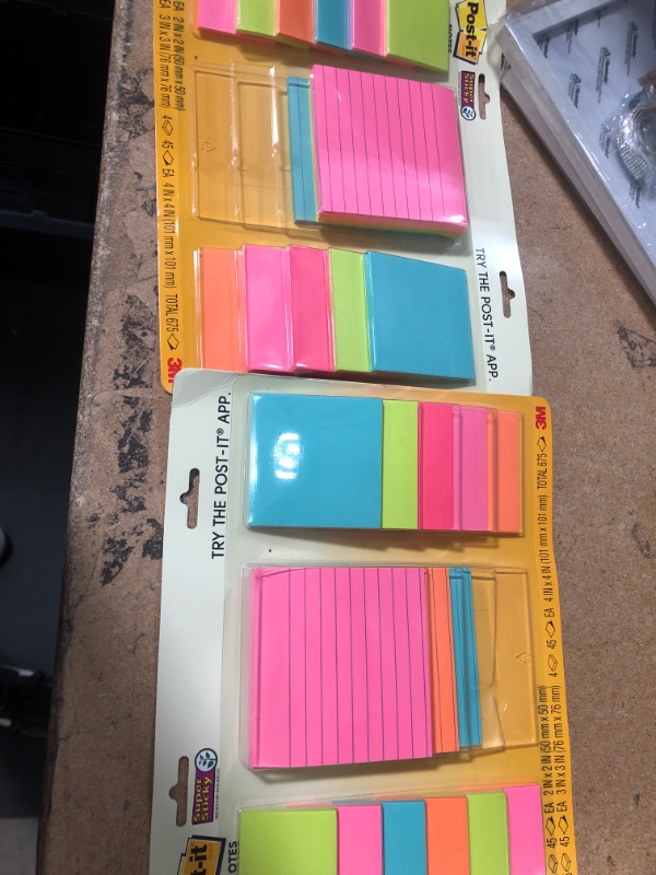 Photo 2 of 2 pack**Post-It Super Sticky Notes Assorted Sizes 15/Pkg
