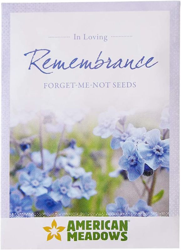 Photo 1 of American Meadows Wildflower Seed Packets "in Loving Remembrance" Memorial Favors (Pack of 20) - Forget-me-Not Seed Mix, Favors for Funerals, Wakes, Viewings, Visitations, Memorial Services
