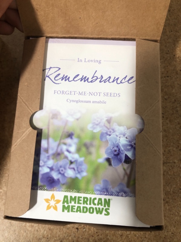 Photo 2 of American Meadows Wildflower Seed Packets "in Loving Remembrance" Memorial Favors (Pack of 20) - Forget-me-Not Seed Mix, Favors for Funerals, Wakes, Viewings, Visitations, Memorial Services
