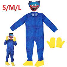 Photo 1 of LARGE  Poppy Playtime Jumpsuit with Gloves and Mask Poppy Playtime Costume Realistic Blue Sausage Monster Cosplay Suit Monster Horror