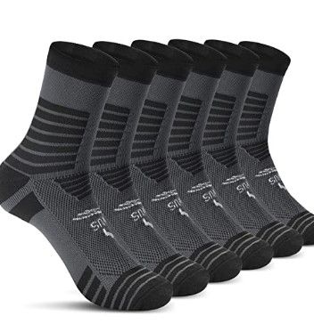 Photo 1 of Men's Performance Athletic Running Socks,6 Pairs Compression Wicking Cushioned Outdoor Sports Hiking Trekking Crew Socks
