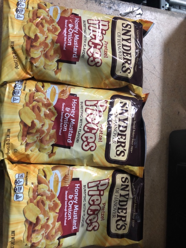 Photo 2 of 3 pack**expires 7/30/22**Snyders Pretzel Pieces, Honey Mustard & Onion - 12 Oz
