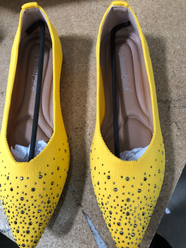 Photo 1 of Venuscelia Flat Slip Ons Yellow rhinestones size 6.5