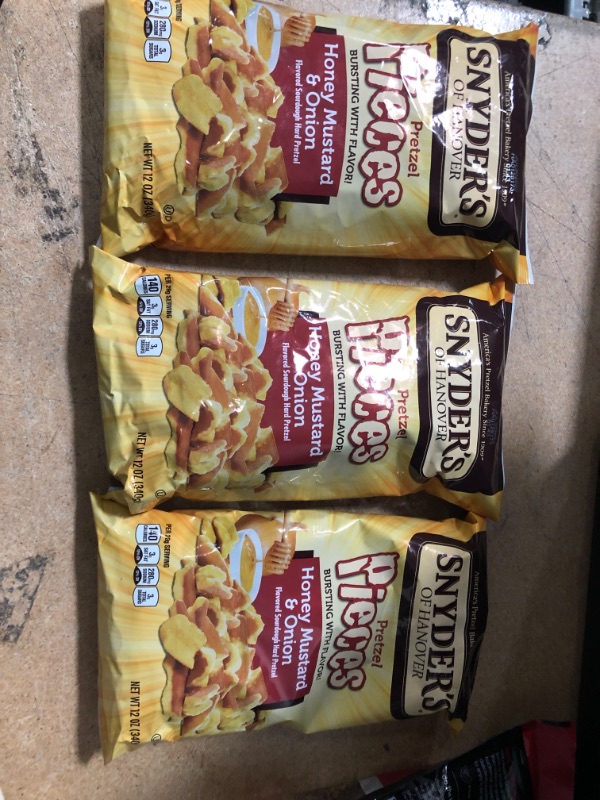 Photo 2 of 3 pack**expires 7/30/22Snyders Pretzel Pieces, Honey Mustard & Onion - 12 Oz
